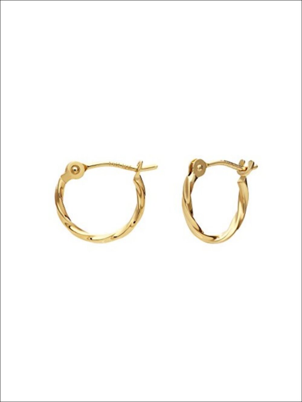 14k Yellow Gold Twisted Round Hoop Earrings Thin Dainty 10mm